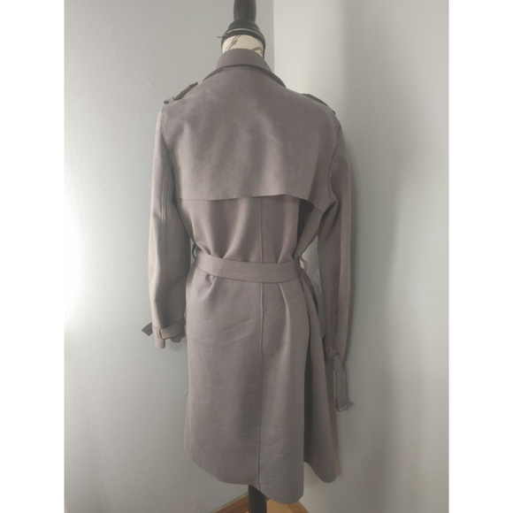 Women's Forever 21 Gray Faux Suede Soft Trench Coat Size M - Picture 3 of 9